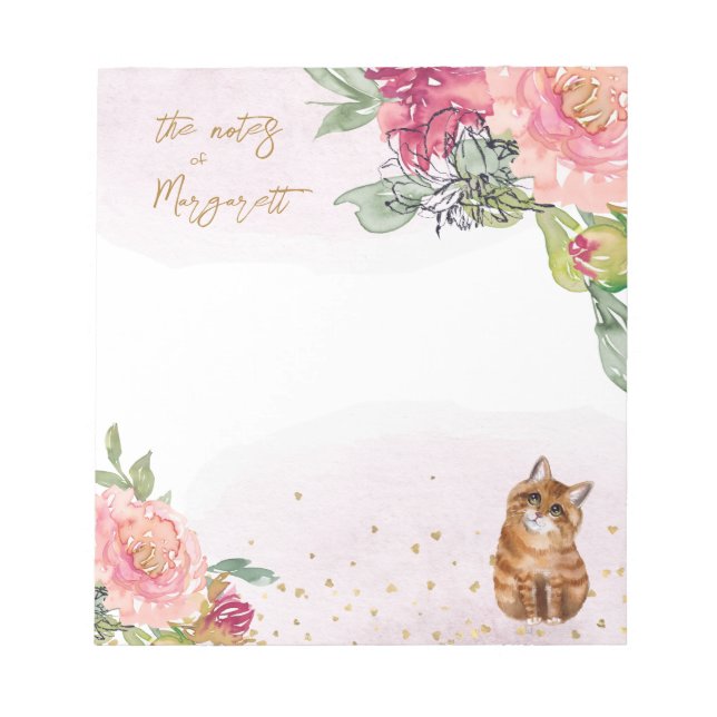  Orange Cat Illustration Girl Daily Notes (Front)