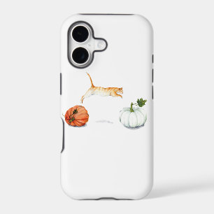 Orange Cat Jumping Between Pumpkins