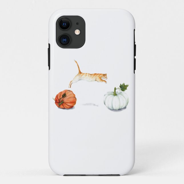 Orange Cat Jumping Between Pumpkins Case-Mate iPhone Case (Back)
