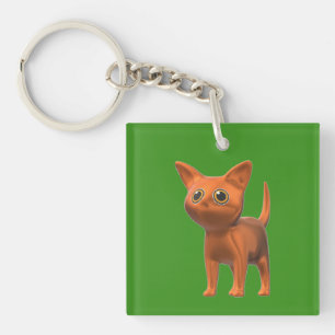 Orange Cat Key Ring