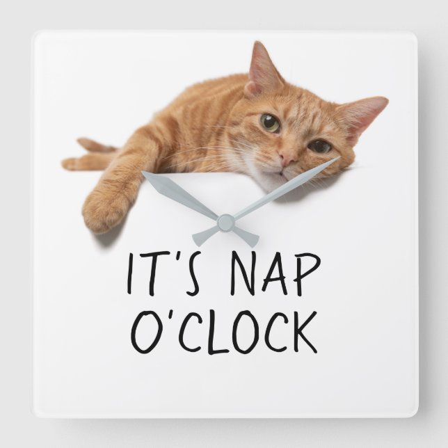 Orange Cat Laying Down Square Wall Clock (Front)