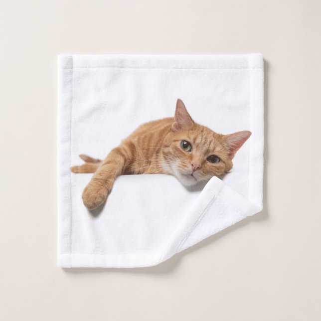Orange Cat Laying Down Wash Cloth (Wash Cloth)