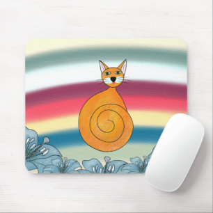 Orange cat mouse pad