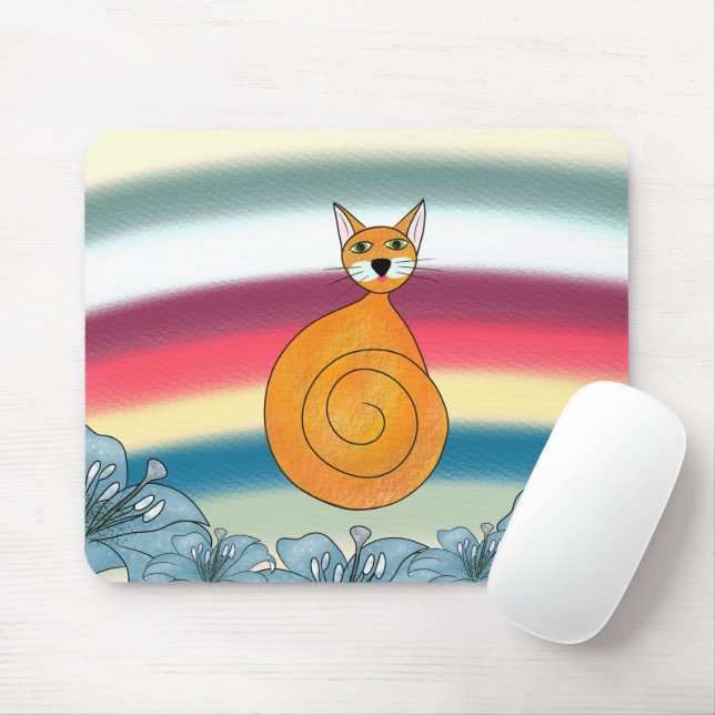 Orange cat mouse pad (With Mouse)