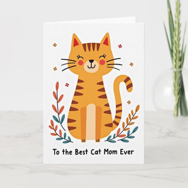 Orange Cat Mum Illustration Card (Front)