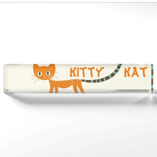 orange cat nameplate