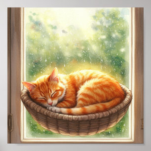 Orange Cat Napping Poster