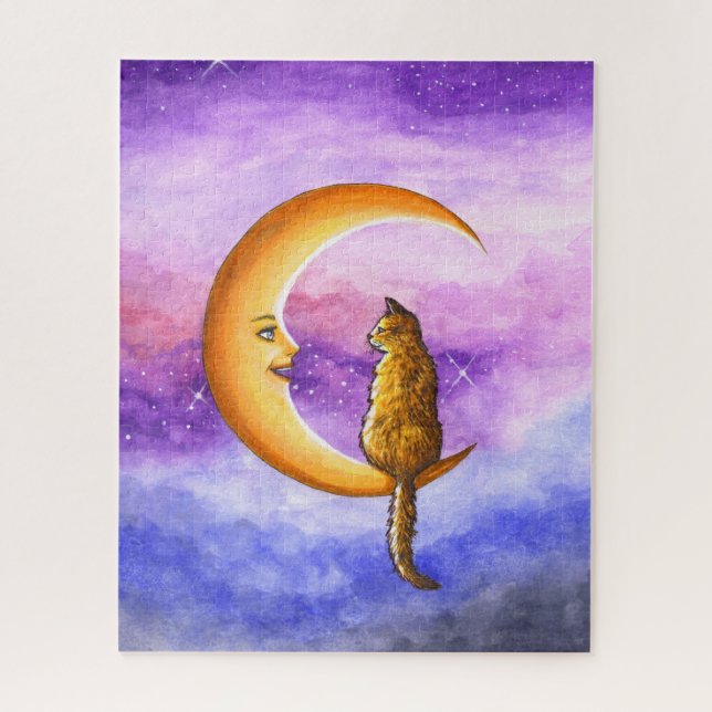 Orange Cat on Moon 673 Jigsaw Puzzle (Vertical)