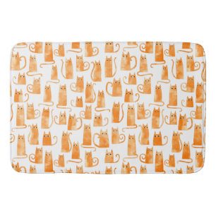 Orange Cat Pattern Bath Mat