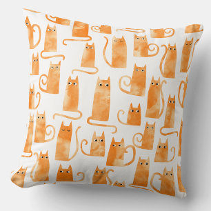Orange Cat Pattern Cushion