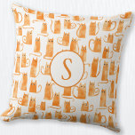 Orange Cat Pattern Monogram Cushion<br><div class="desc">Cute little watercolor orange ginger cat pattern. Original art by Nic Squirrell. Change the monogram initial to personalise.</div>