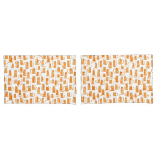 Orange Cat Pattern Pillowcase