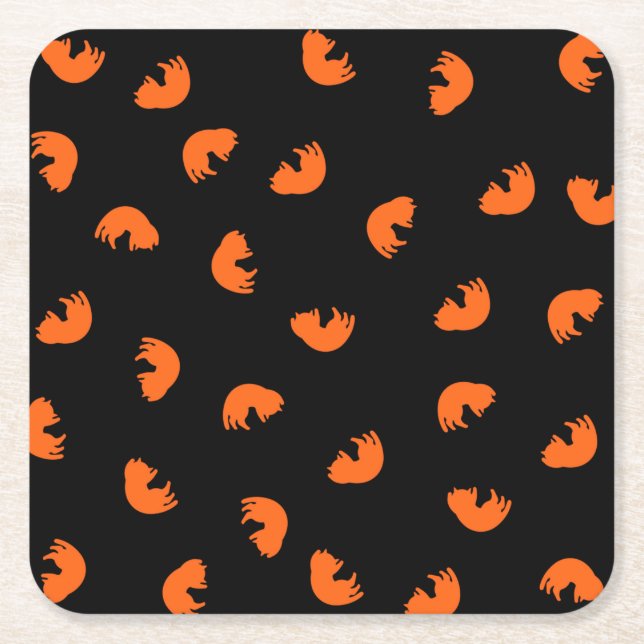 Orange Cat Pattern Square Paper Coaster (Front)
