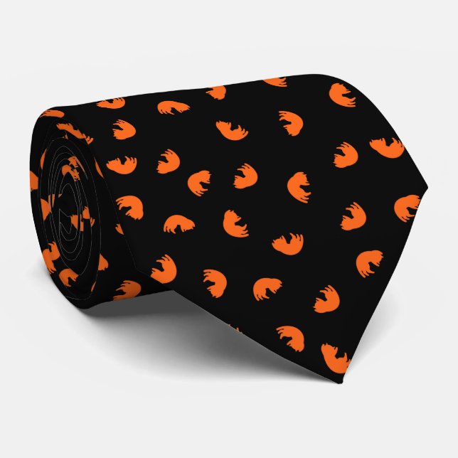 Orange Cat Pattern Tie (Rolled)