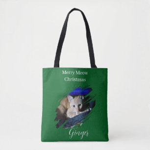 Orange Cat Photo Text Customize Tote Bag
