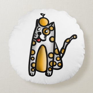 Orange Cat Round Cushion