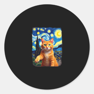 Orange Cat Selfie Starry Night Cat Mom Cat Lovers Classic Round Sticker