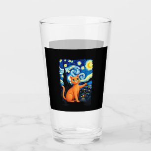 Orange Cat Selfie  Starry Night Cat Mom Cat Lovers Glass