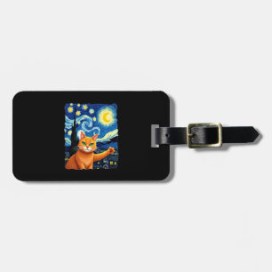 Orange Cat Selfie Starry Night Cat Mom Cat Lovers Luggage Tag