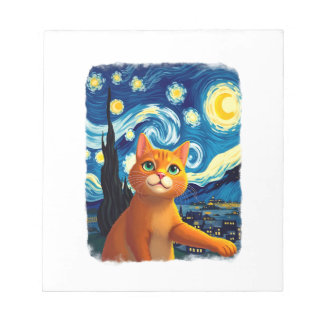 Orange Cat Selfie  Starry Night Cat Mom Cat Lovers Notepad