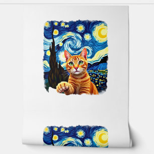 Orange Cat Selfie Starry Night Cat Mom Cat Lovers Wallpaper