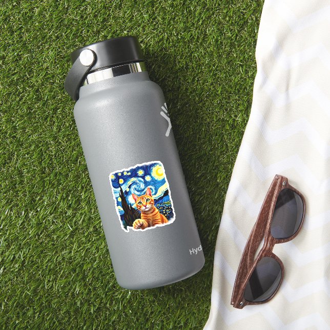 Orange Cat Selfie  Starry Night Cat Mum Cat Lovers (HydroFlask Insitu)