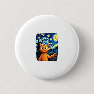 Orange Cat Selfie Starry Night Cat Mum Cat Lovers 6 Cm Round Badge