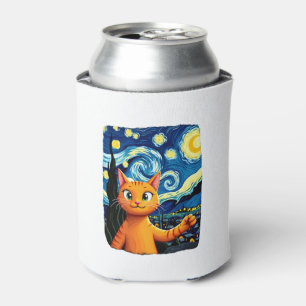 Orange Cat Selfie Starry Night Cat Mum Cat Lovers Can Cooler