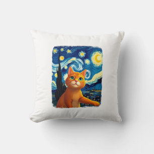 Orange Cat Selfie  Starry Night Cat Mum Cat Lovers Cushion