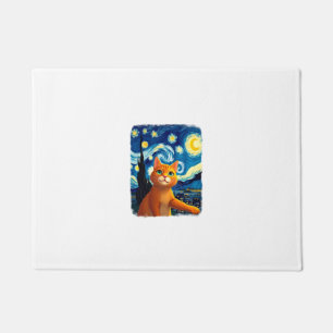 Orange Cat Selfie Starry Night Cat Mum Cat Lovers Doormat