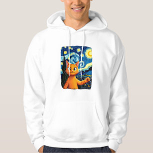 Orange Cat Selfie Starry Night Cat Mum Cat Lovers Hoodie