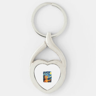 Orange Cat Selfie Starry Night Cat Mum Cat Lovers Key Ring