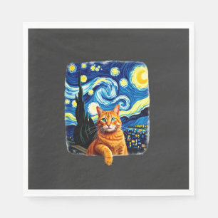 Orange Cat Selfie Starry Night Cat Mum Cat Lovers Napkin