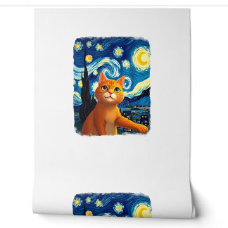 Orange Cat Selfie  Starry Night Cat Mum Cat Lovers Wallpaper