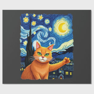 Orange Cat Selfie Starry Night Cat Mum Cat Lovers Wrapping Paper