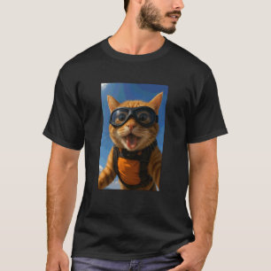 Orange Cat Sky Diving Diver Animal Lover Zoo Mum D T-Shirt