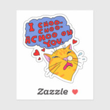 Orange Cat Sneezing With Love Text