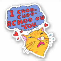 Orange Cat Sneezing With Love Text