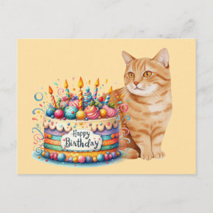 Orange cat Tabby cat Happy Birthday Postcard