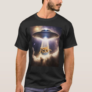 Orange Cat UFO Space Alien Cute Kitten Beam Up T-Shirt