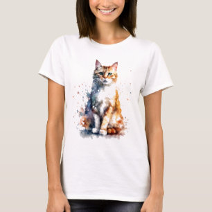 Orange Cat watercolor splash Cat 723 T-Shirt