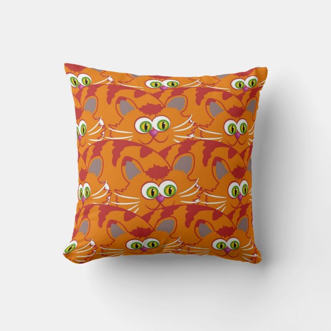 Orange Cat with adorable Green Eyes Cushion (Front)