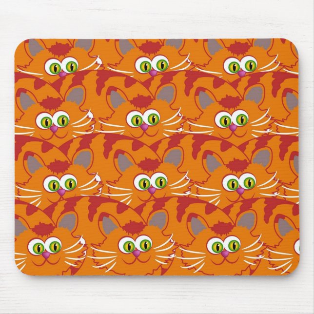 Orange Cat With Adorable Green Eyes Mouse Pad (Front)