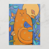 Orange Cat with Bird by Sue Davis