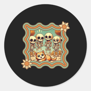 Orange Cat With Skeleton Fans Sticker
