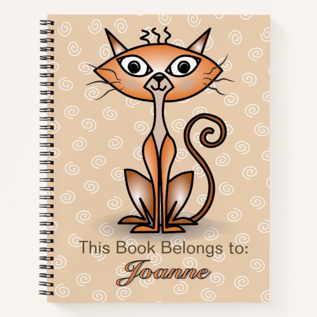 Orange Cat with White Swirl Background Notebook (Front)