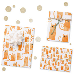 Orange Cat Wrapping Paper Sheet