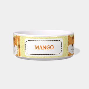 Orange Cats Customised Pet Cat Food Bowl - Yellow