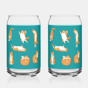 Orange Cats Funny Can Glass