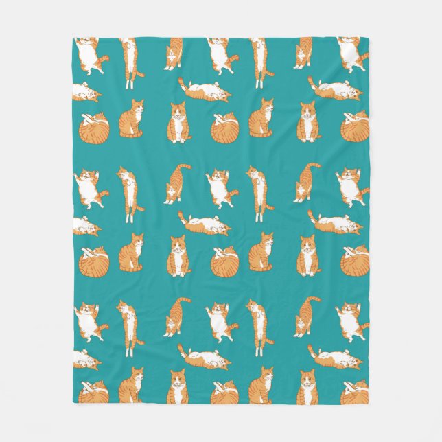 Orange Cats Funny Fleece Blanket (Front)